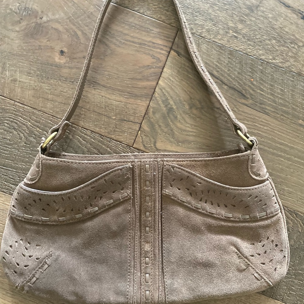 Vintage Enzo Angiolini Suede laser cut leather mini bag